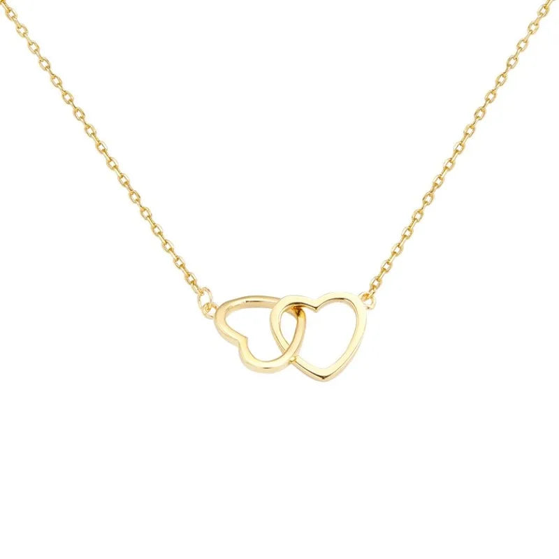 Fjorna | Women's Necklace Silver Stainless Steel Double Heart Design 7