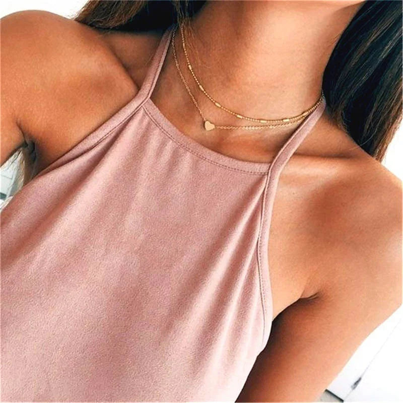 Lily | 3-Layer Gold & Silver Necklace Set with Heart or Cross Pendant