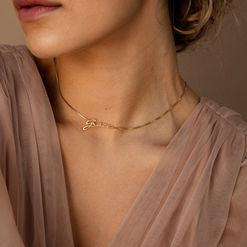 Lyra | Custom Name on Necklace with Box Chain