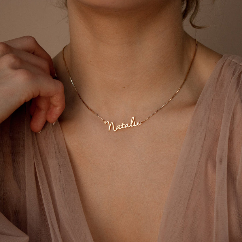 Lyra | Custom Name on Necklace with Box Chain