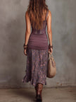 FJØRNA vintage ruched midi dress for women, showcasing a fitted waist, elegant ruching, and classic midi length.