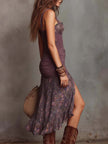 FJØRNA vintage ruched midi dress for women, showcasing a stylish, fitted design with elegant ruching details.