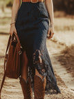 Blue Lace Sleeveless Midi Dress | Casual Dress