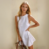 Zoe - Women's Mini Dress White Linen