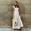 Maya - Women's Maxi Dress Blue Cotton Gingham Ruffle Sleeves