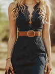 Blue Lace Sleeveless Midi Dress | Casual Dress