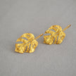 Granulated Frosted Earrings with Vintage Gold Leaf Accents