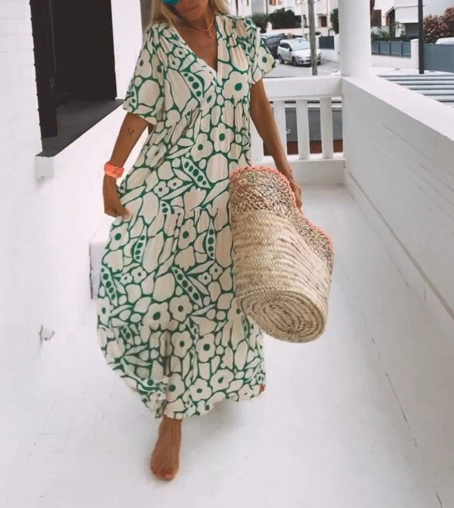 Ariane – Feminine Midi Dress with Summer Print