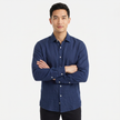 Men's FJØRNA long sleeve linen button-down shirt, lightweight and breathable, shown in a natural fabric and classic design.
