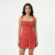 FJØRNA women's floral print tie strap mini dress with a fitted bodice and flowy skirt, perfect for warm-weather wear.