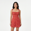 FJØRNA women's floral print tie strap mini dress with a fitted bodice and flowy skirt, perfect for warm-weather wear.