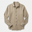FJØRNA men's long sleeve cotton button-down shirt in classic style, shown in a natural fabric and fit.