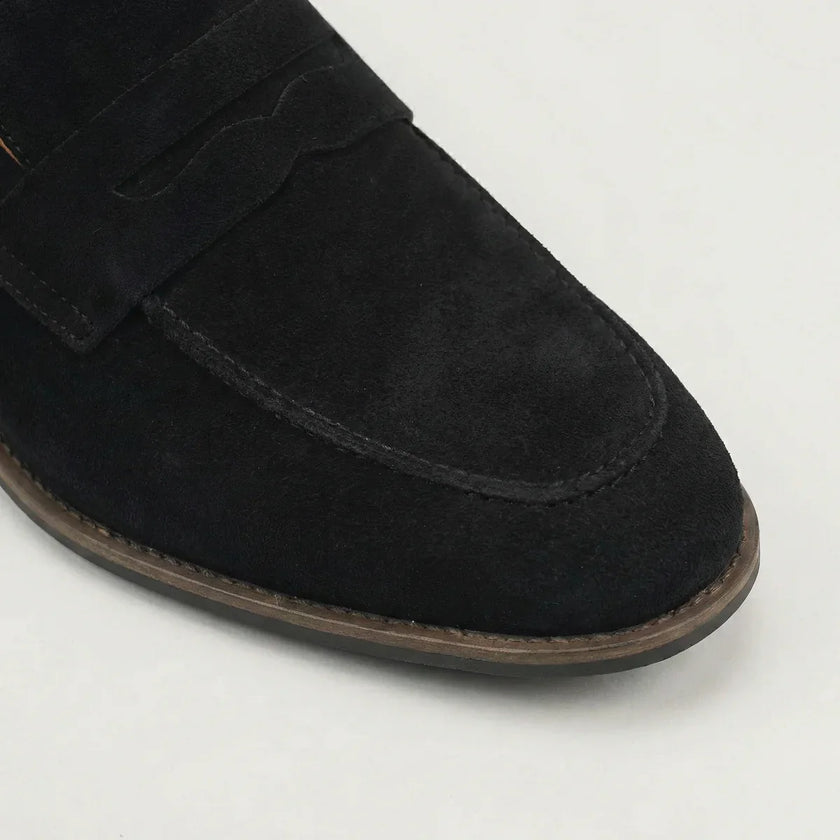 Men's FJØRNA suede summer slip-on loafers with elegant design, featuring smooth texture and casual yet refined style.