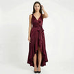 FJØRNA women's sleeveless wrap midi dress with elegant design, showcasing a fitted waist and flowing fabric in a stylish silhouette.