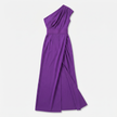 FJØRNA women's one-shoulder maxi evening dress with asymmetric neckline, flowing fabric and elegant silhouette.