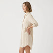 FJØRNA women's oversized linen shirt dress with button-down front, long sleeves, and relaxed fit, perfect for casual wear.
