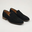 Men's elegant suede summer slip-on loafers by FJØRNA, showcasing the stylish design and soft suede material.