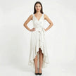 Women's elegant sleeveless wrap midi dress by FJØRNA, shown in a stylish design with a flattering fit and flowing fabric.