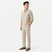 FJØRNA men's linen henley shirt with grandad collar and rolled-up sleeves, casual summer shirt, lightweight and breathable fabric.
