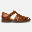 Men's leather closed toe fisherman sandals by FJØRNA, featuring sturdy straps and durable leather construction.