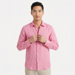 Men's FJØRNA linen long sleeve button-down shirt, lightweight and breathable, in a natural fabric with a collar and button front.