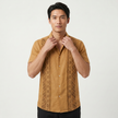 Men's green embroidered short sleeve shirt with Aztec print from FJØRNA, featuring button-up front, ideal for summer wear.