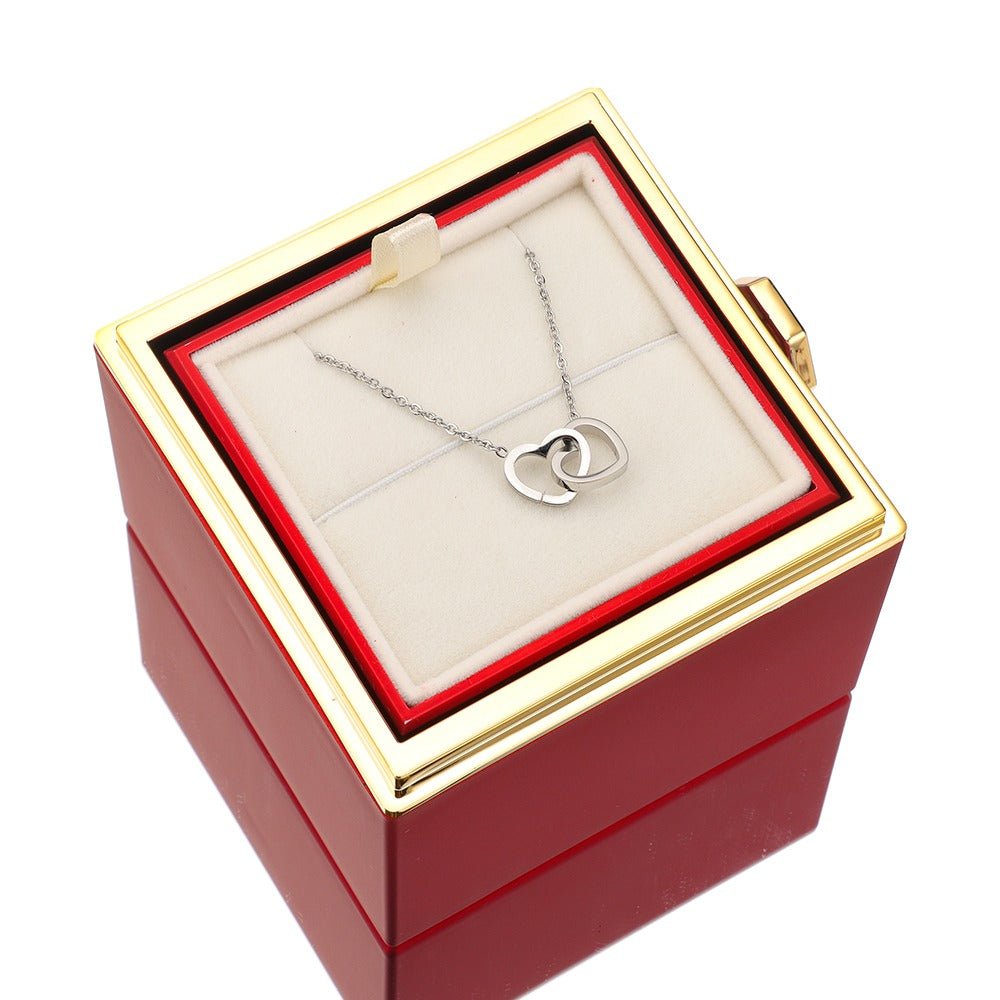 Eeuwige Roos Box - Met Gepersonaliseerde Ketting & Echte Roos