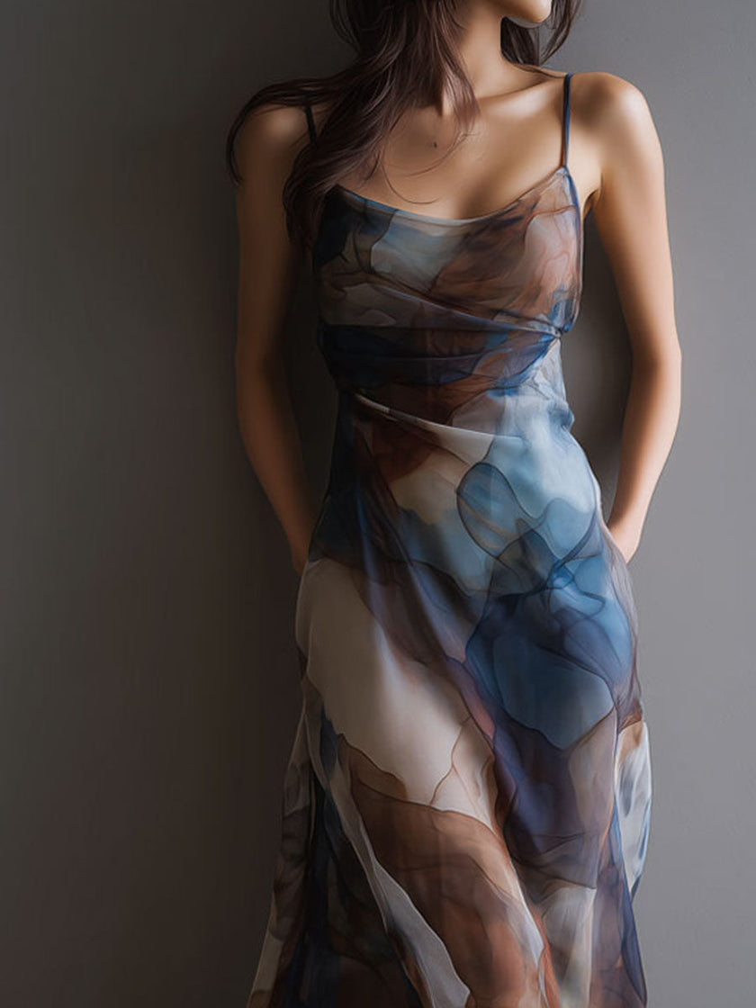 Chiffon Maxi Dress Retro For Women