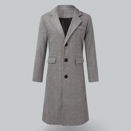 Elegant Button-Up Wool Coat for Men