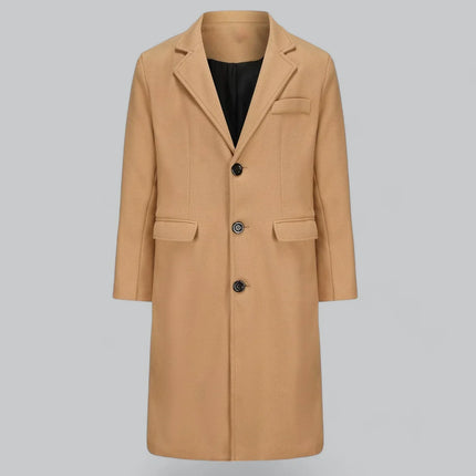 Elegant Button-Up Wool Coat for Men