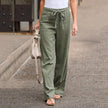 FJØRNA Jane women's wide-leg pants with drawstring, high waist, casual style, shown in beige fabric.