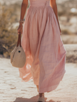 FJØRNA bohemian west resort sleeveless cotton maxi dress for women with elegant flowy design and vibrant patterns