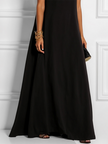 FJØRNA white sleeveless maxi dress with hollow split-joint design, round neck, and solid color for elegant summer wear.