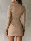Red Suede Embroidered Mini Dress For Women