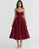 FJØRNA women's corset midi dress with tulle skirt, featuring a topaz-colored bodice and elegant design for special occasions.