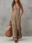 Khaki Cotton Sleeveless Maxi Dress For Women