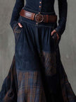 Suede Patchwork Maxi Dress For Women