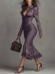 Dusty Mauve Lace Ruched Midi Dress | Evening Dress