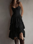 White lace midi dress by FJØRNA, casual style with delicate lace details, knee-length hem, and elegant fit.