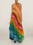 Unique Colorful Print Ruffle Women's Maxi Dress - Summer