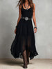 Black FJØRNA maxi dress, casual style, flowy fabric, sleeveless design, suitable for everyday wear.