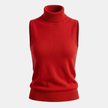FJØRNA men's knit turtleneck top, close-up of soft, fitted fabric with ribbed collar and long sleeves.