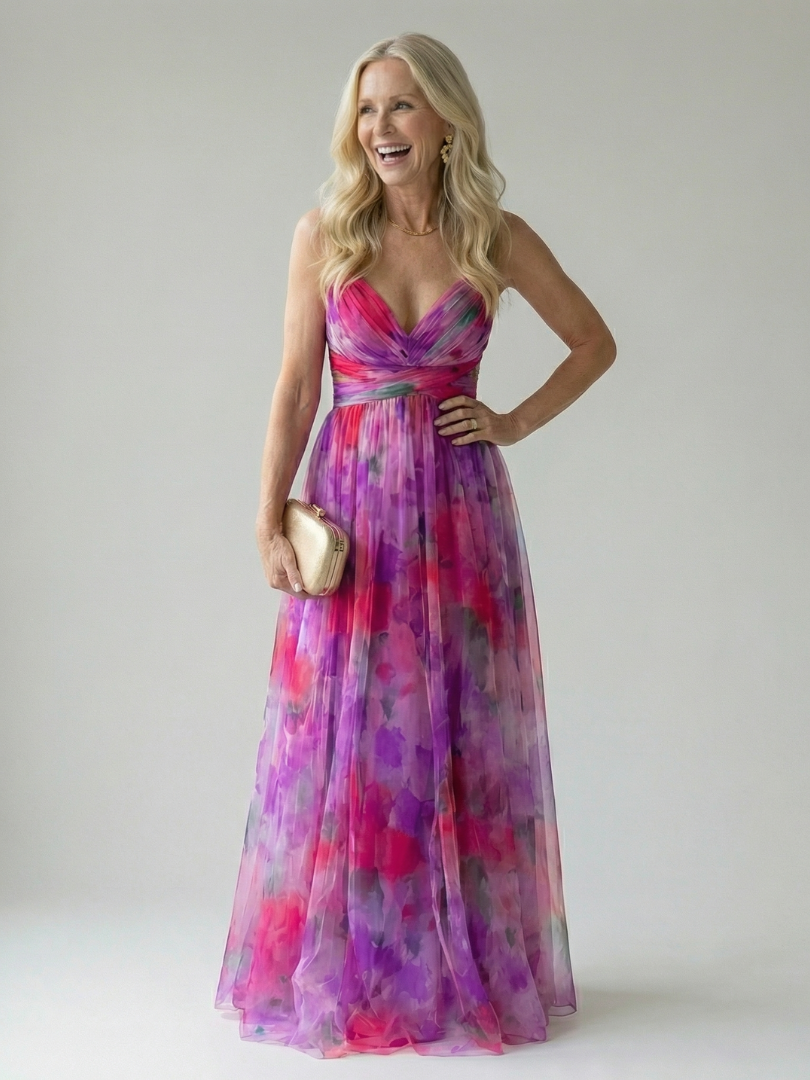 Flowy sleeveless summer maxi dress for women by FJØRNA, featuring a lightweight, breezy design perfect for warm weather.