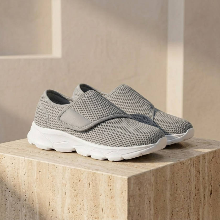 Men's lightweight breathable mesh trainers from FJØRNA, slip-on shoes designed for comfort and ventilation.