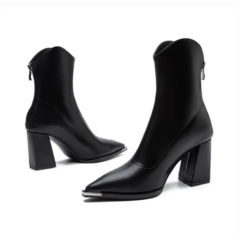 Black Chelsea Boots with Chrome Tip - 3