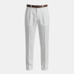 FJØRNA men's linen blend straight leg trousers with pleats, featuring a classic fit and tailored design in neutral fabric