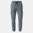 Men's cargo trousers by FJØRNA with drawstring waist, relaxed fit, featuring multiple pockets and casual style.