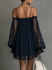 FJØRNA elegant mini dress for women, off-shoulder pleated design, stylish and lightweight for special occasions or summer wear.