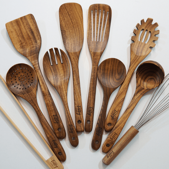 Udgita – 10-Piece Teak Wood Kitchen Utensil Set