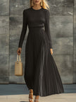 Cream Satin Pleated Maxi Dress | Casual Dress